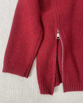 FallStil® - Roter einfarbiger Pullover mit hohem Ausschnitt