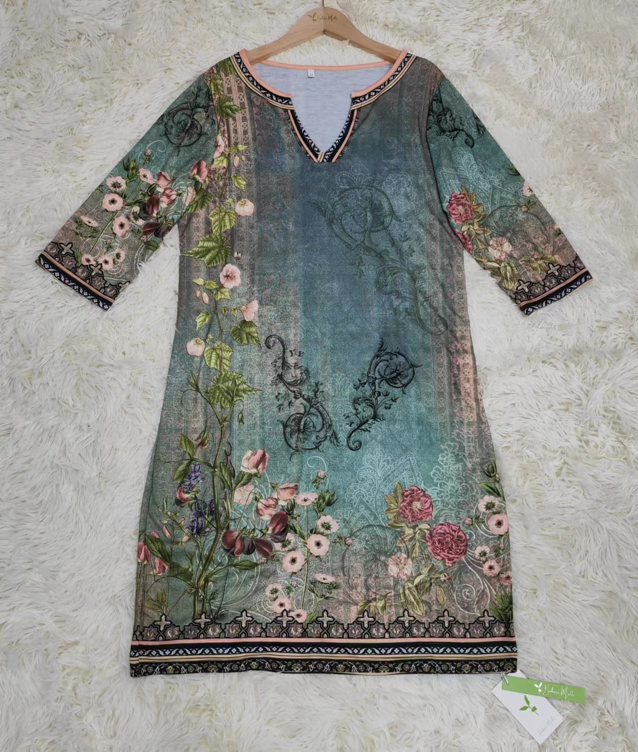 PureWear® - Ausgefallenes Tunika-Kleid mit Blumenmuster in Aquarell-Optik