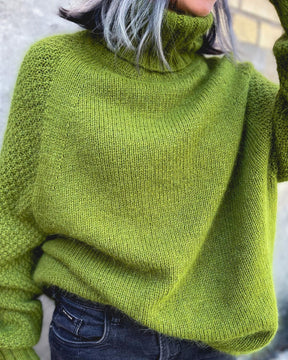 HerbstTrend® - Grasgrüner übergroßer Rollkragenpullover aus Strick