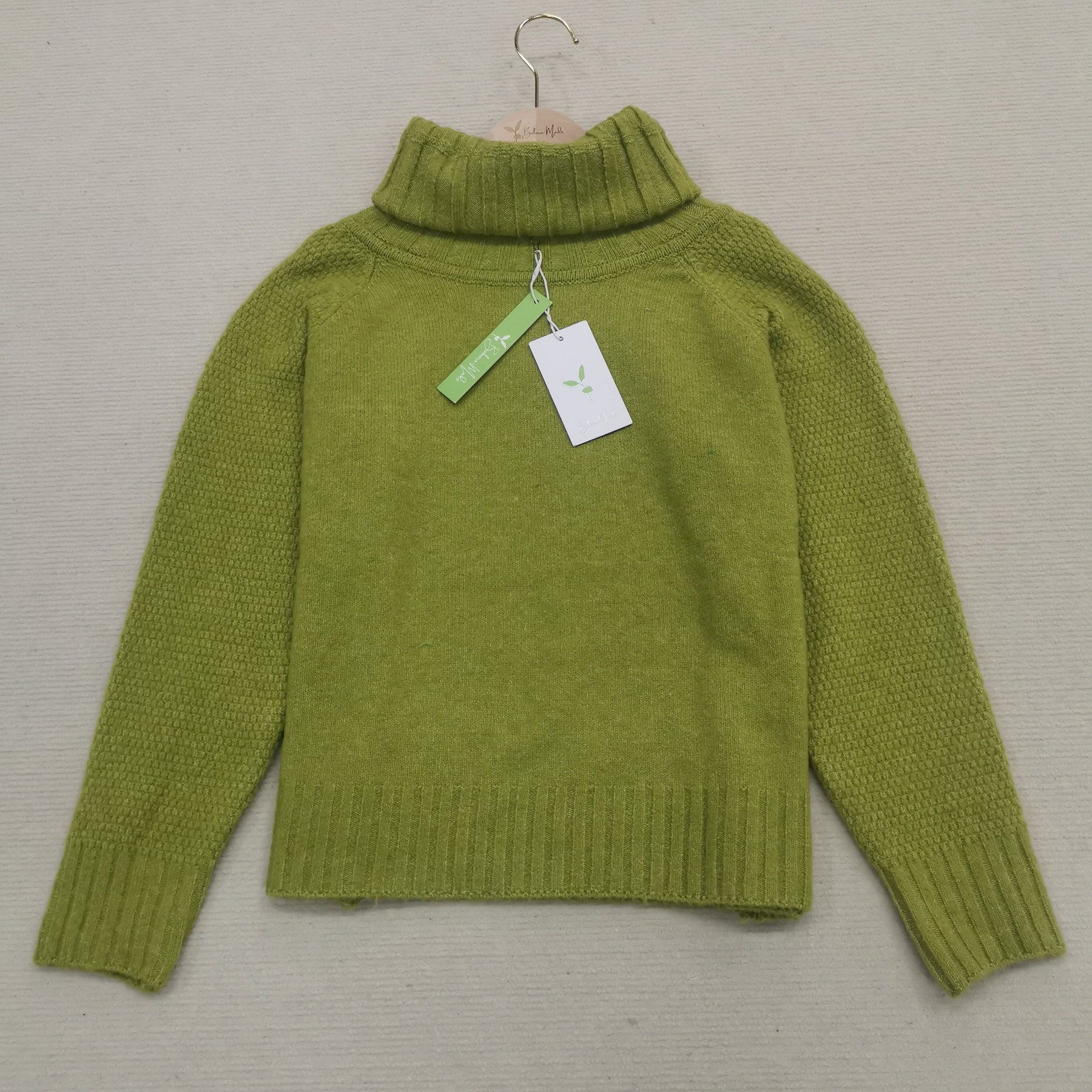 HerbstTrend® - Grasgrüner übergroßer Rollkragenpullover aus Strick