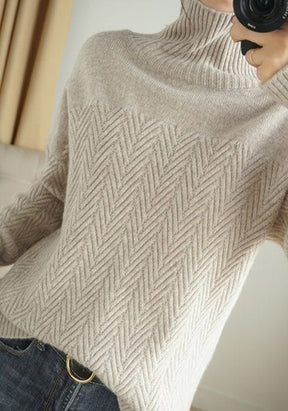 PureWear® - Chevron Langarmpullover mit hohem Halsausschnitt